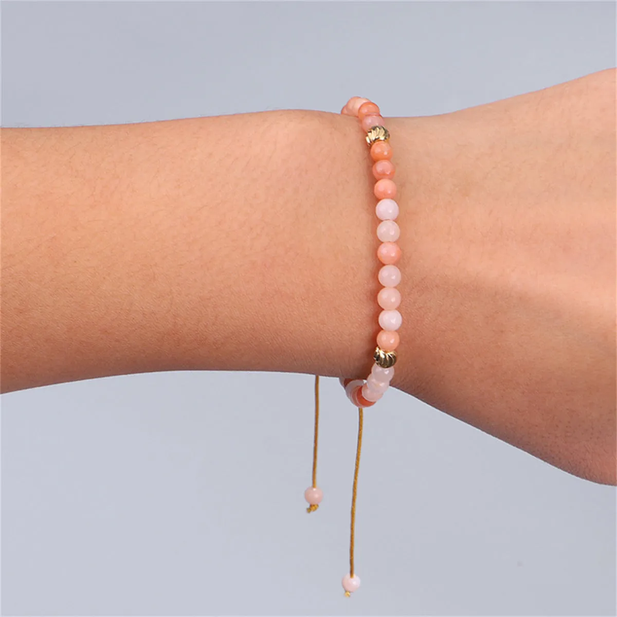 Pink Quartz & 18K Gold-Plated Beaded Adjustable Bracelet
