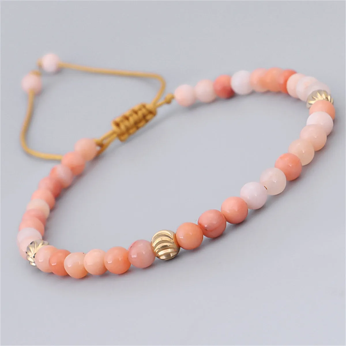 Pink Quartz & 18K Gold-Plated Beaded Adjustable Bracelet