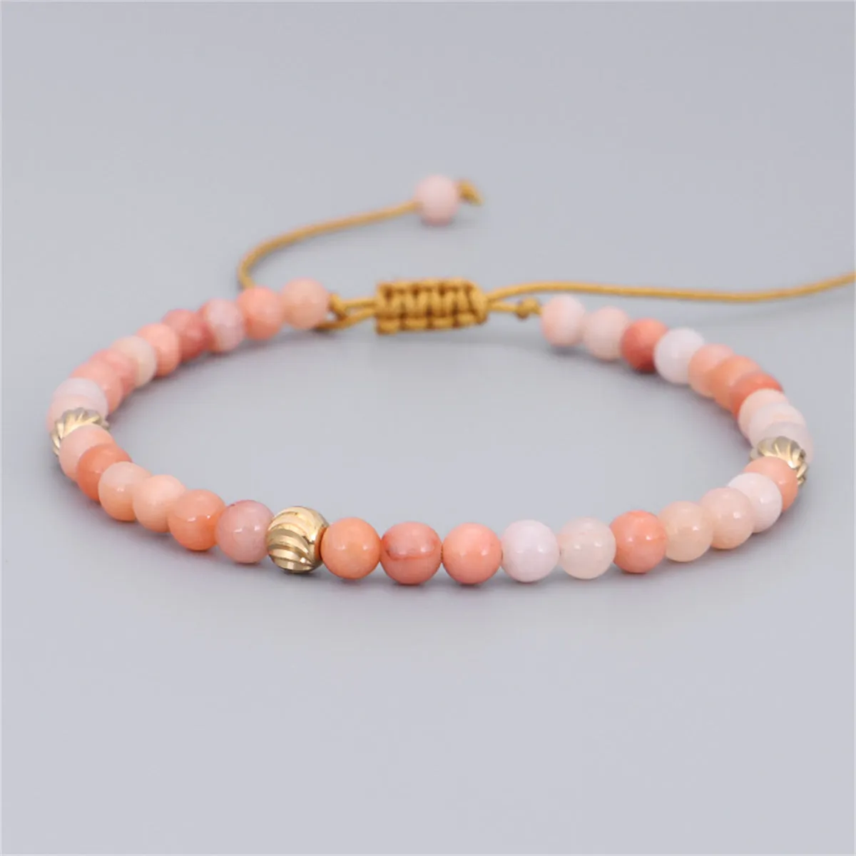 Pink Quartz & 18K Gold-Plated Beaded Adjustable Bracelet