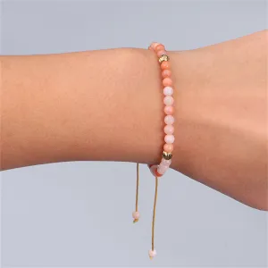 Pink Quartz & 18K Gold-Plated Beaded Adjustable Bracelet