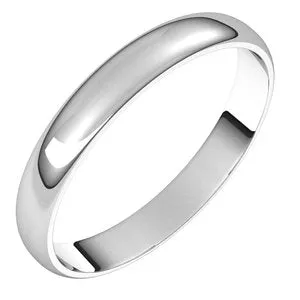 Platinum 3 mm Half Round Ultra-Light Band Size 5