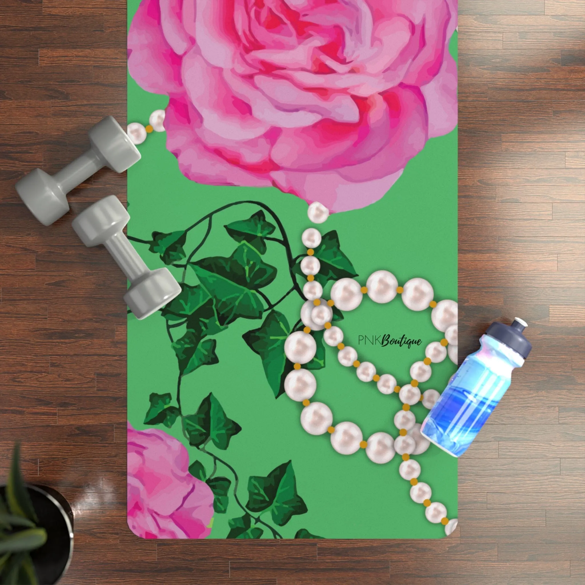 PNK Signature Pink & Green Personalized Rubber Yoga Mat