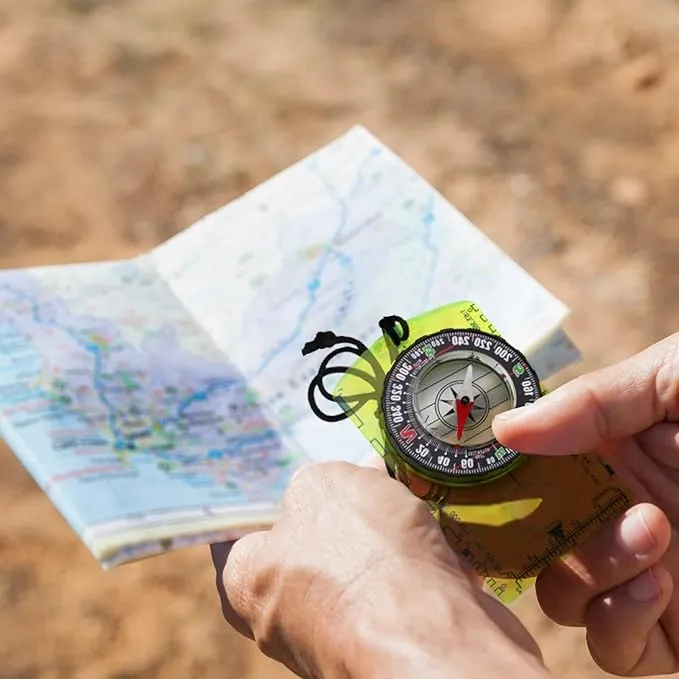 Posinly Orienteering Compass with Survival Whistle - Advanced Boy Scout Compass for Camping, Hiking and Navigation, Professional Field Compass for Map Reading, Compass for Kids
