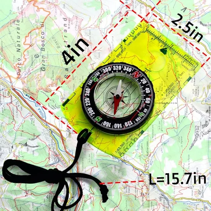 Posinly Orienteering Compass with Survival Whistle - Advanced Boy Scout Compass for Camping, Hiking and Navigation, Professional Field Compass for Map Reading, Compass for Kids