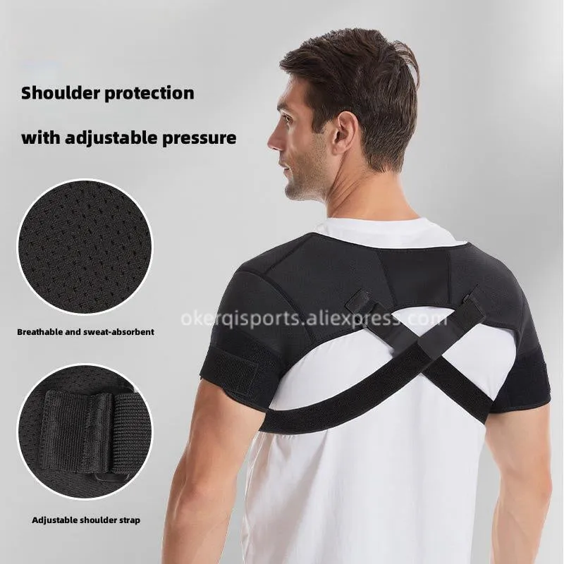 Premium Adjustable Shoulder Brace for Sports, Back Pain Relief, Compression Support, Double Bandage Strap, Lightweight Polyester Fiber, Multiple Sizes Available (S/M, L/XL, XXL/XXXL)