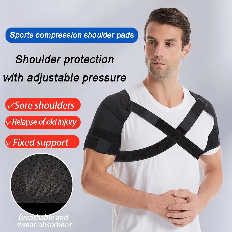 Premium Adjustable Shoulder Brace for Sports, Back Pain Relief, Compression Support, Double Bandage Strap, Lightweight Polyester Fiber, Multiple Sizes Available (S/M, L/XL, XXL/XXXL)