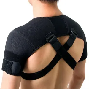 Premium Adjustable Shoulder Brace for Sports, Back Pain Relief, Compression Support, Double Bandage Strap, Lightweight Polyester Fiber, Multiple Sizes Available (S/M, L/XL, XXL/XXXL)