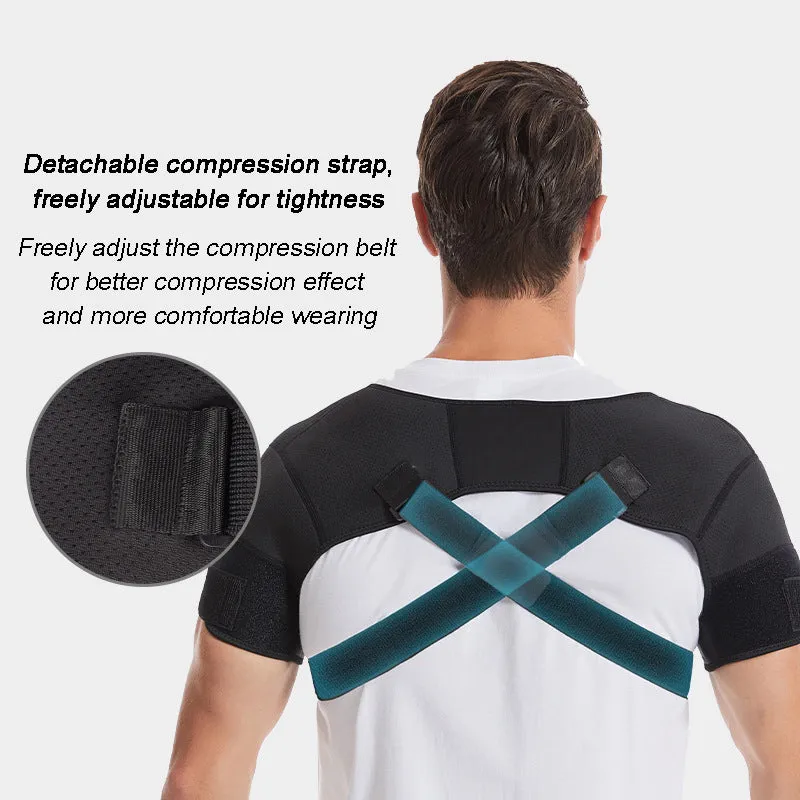 Premium Adjustable Shoulder Brace for Sports, Back Pain Relief, Compression Support, Double Bandage Strap, Lightweight Polyester Fiber, Multiple Sizes Available (S/M, L/XL, XXL/XXXL)