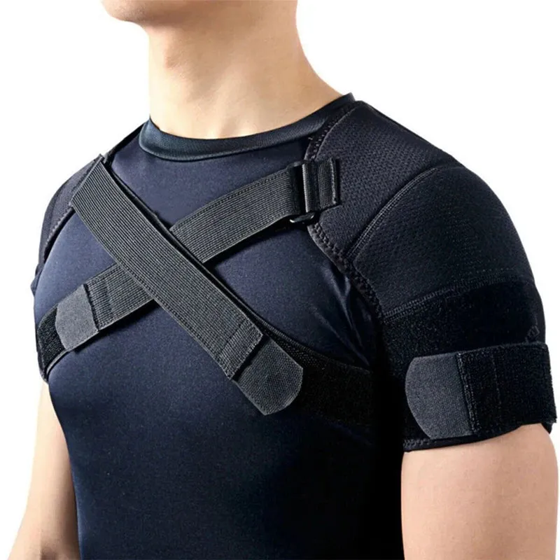 Premium Adjustable Shoulder Brace for Sports, Back Pain Relief, Compression Support, Double Bandage Strap, Lightweight Polyester Fiber, Multiple Sizes Available (S/M, L/XL, XXL/XXXL)