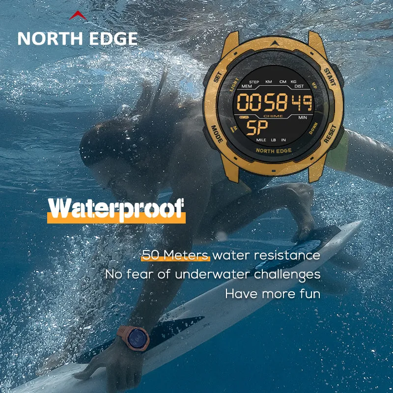 Premium Waterproof Sports Watch for Men and Women – 50M Waterproof, Dual Time, Pedometer, Stopwatch, Alarm, Countdown, Shockproof, EL Backlight, Lightweight Military Clock