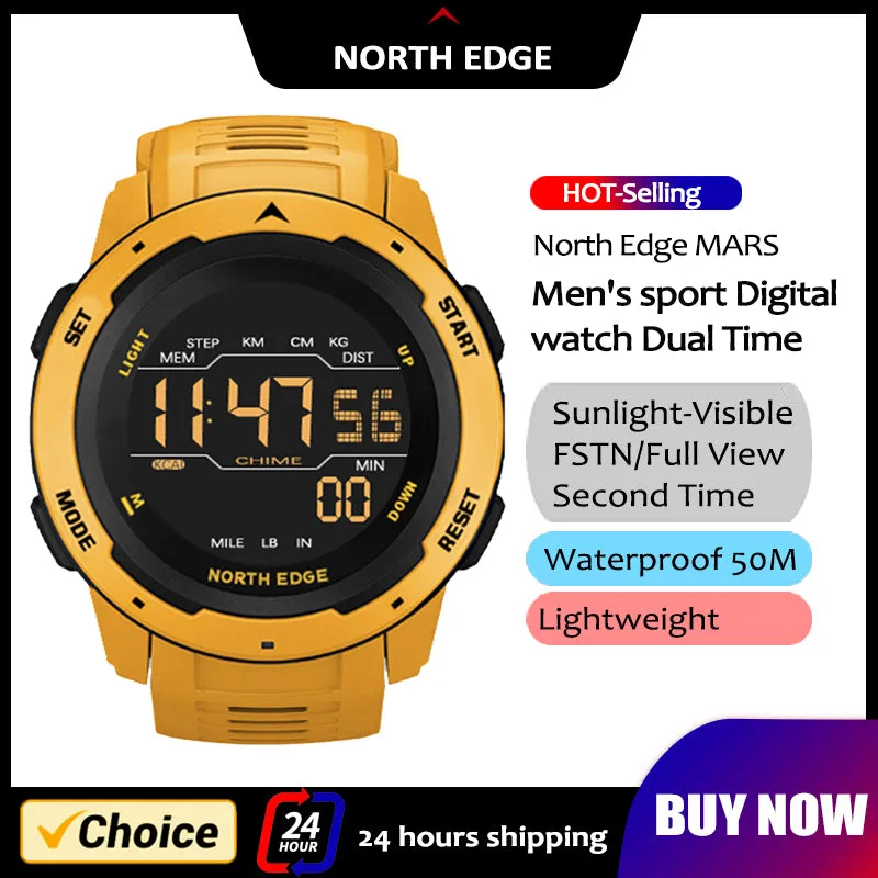 Premium Waterproof Sports Watch for Men and Women – 50M Waterproof, Dual Time, Pedometer, Stopwatch, Alarm, Countdown, Shockproof, EL Backlight, Lightweight Military Clock