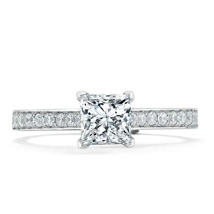Princess Cut Moissanite Engagement Ring, Classic Style