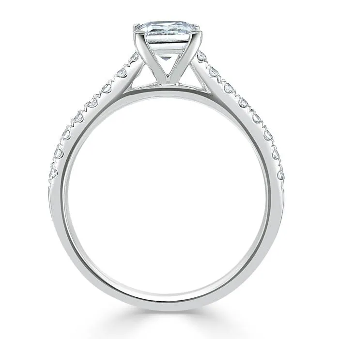 Princess Cut Moissanite Engagement Ring, Classic Style