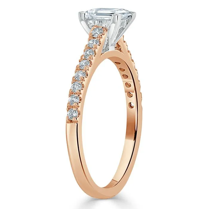 Princess Cut Moissanite Engagement Ring, Classic Style