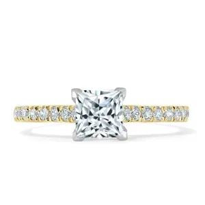 Princess Cut Moissanite Engagement Ring, Classic Style