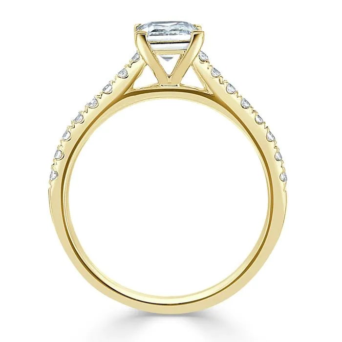 Princess Cut Moissanite Engagement Ring, Classic Style
