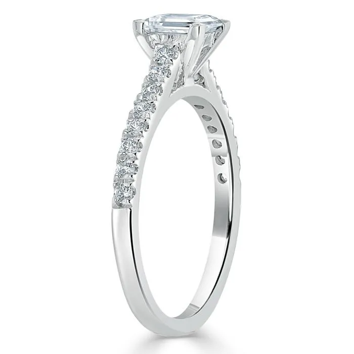 Princess Cut Moissanite Engagement Ring, Classic Style