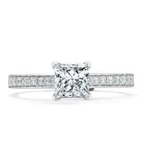Princess Cut Moissanite Engagement Ring, Classic Style