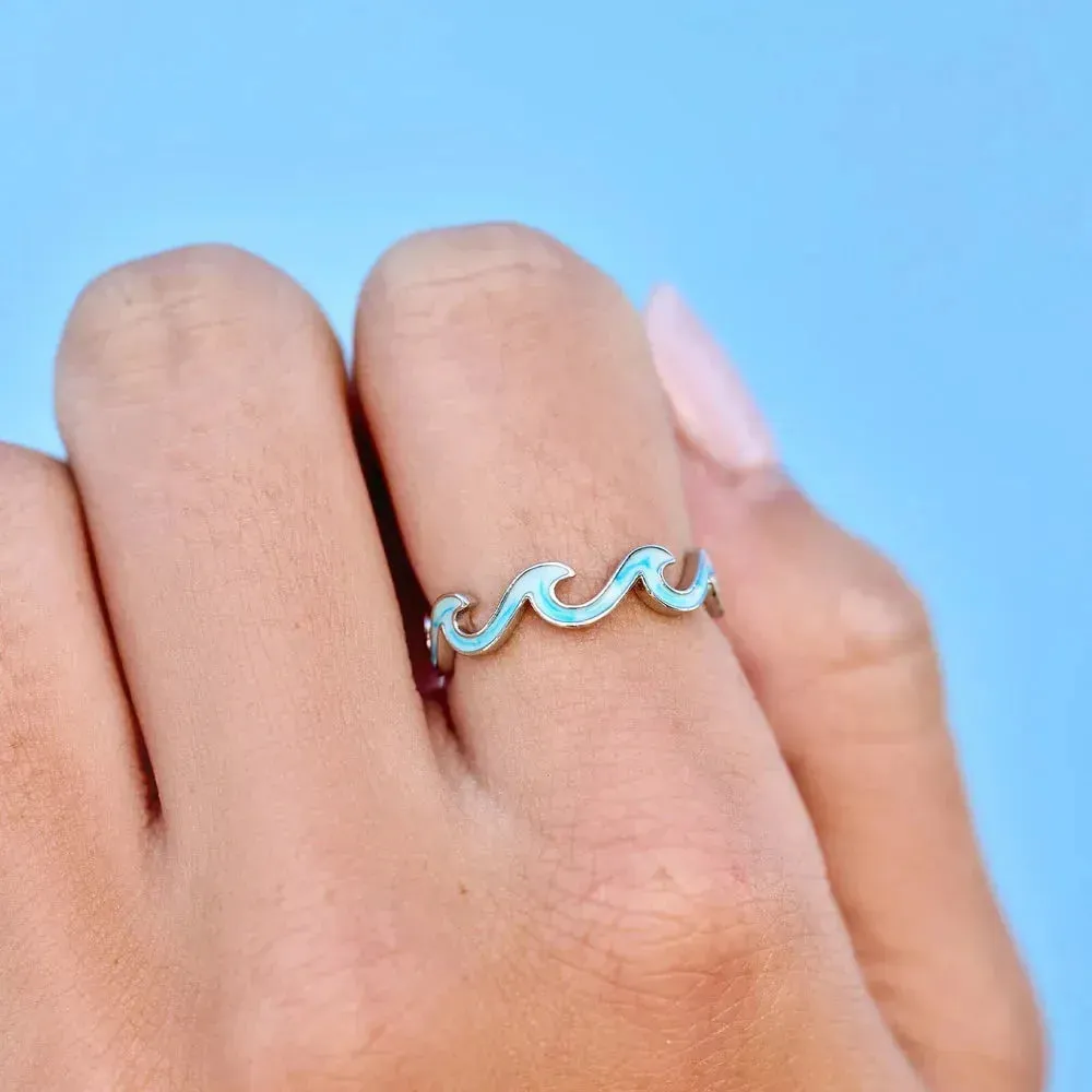Pura Vida Tie Dye Enamel Wave Band Ring