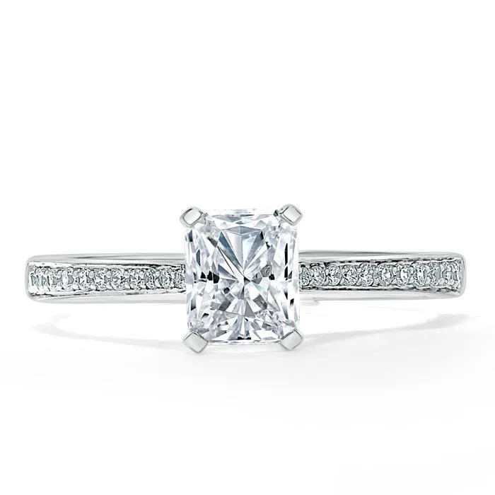 Radiant Cut Moissanite Engagement Ring, Classic Style