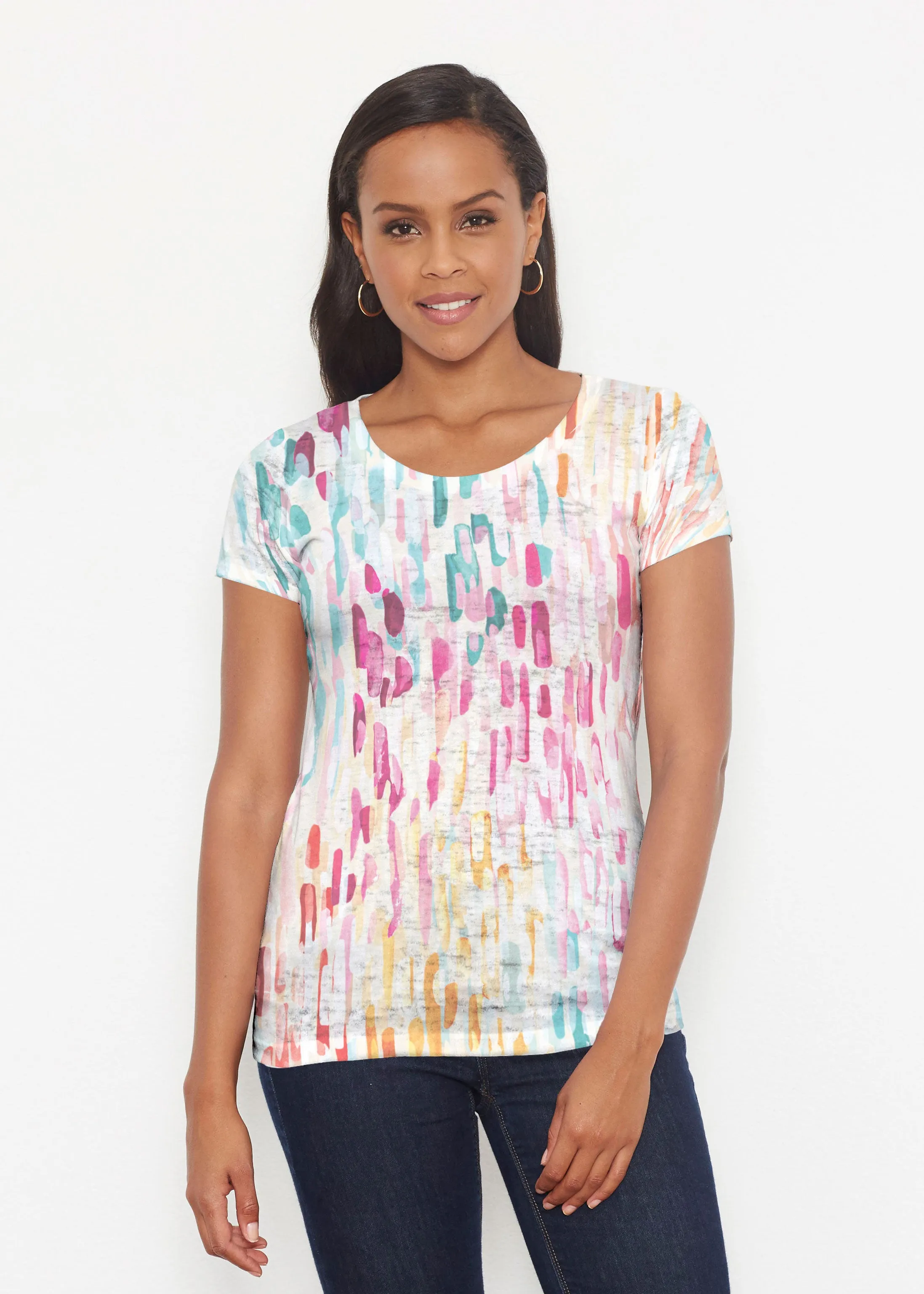 Rainbow Rain (16227) ~ Short Sleeve Scoop Shirt