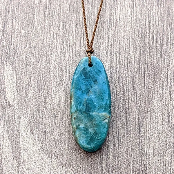 Raw Apatite Oblong Cutstone Pendant