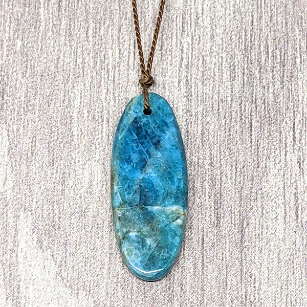 Raw Apatite Oblong Cutstone Pendant