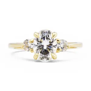 Ready To Ship - Zara Oval Three Stone Moissanite Engagement Ring (Size 6.5)