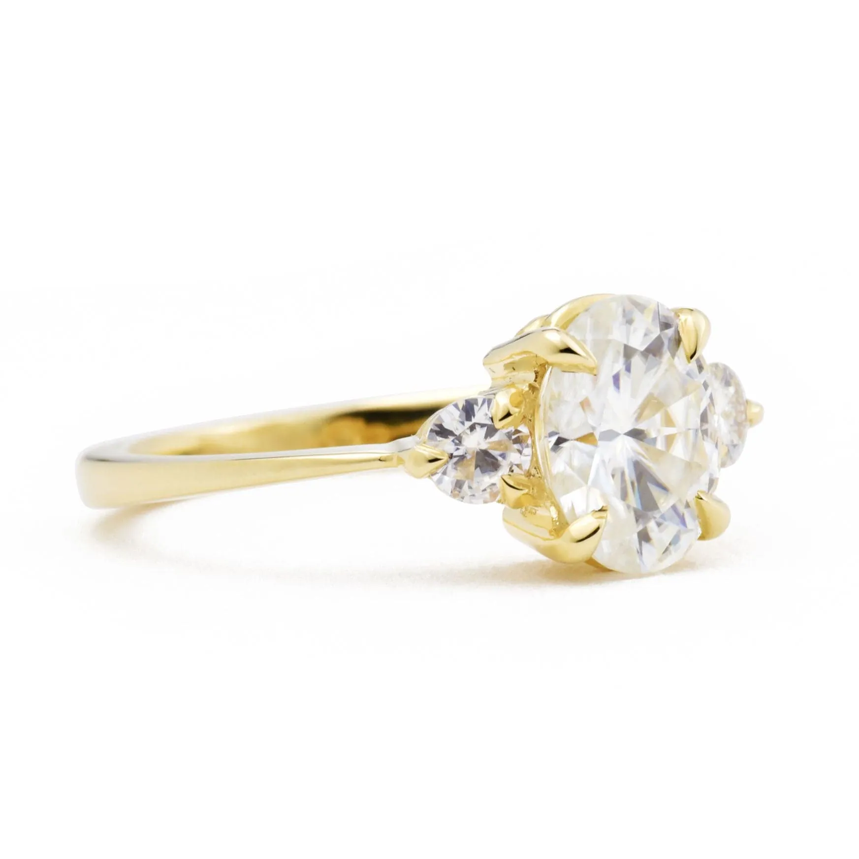 Ready To Ship - Zara Oval Three Stone Moissanite Engagement Ring (Size 6.5)