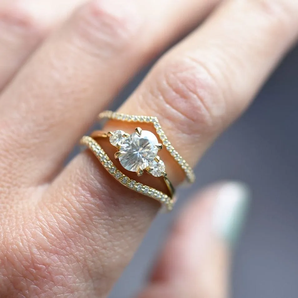 Ready To Ship - Zara Oval Three Stone Moissanite Engagement Ring (Size 6.5)