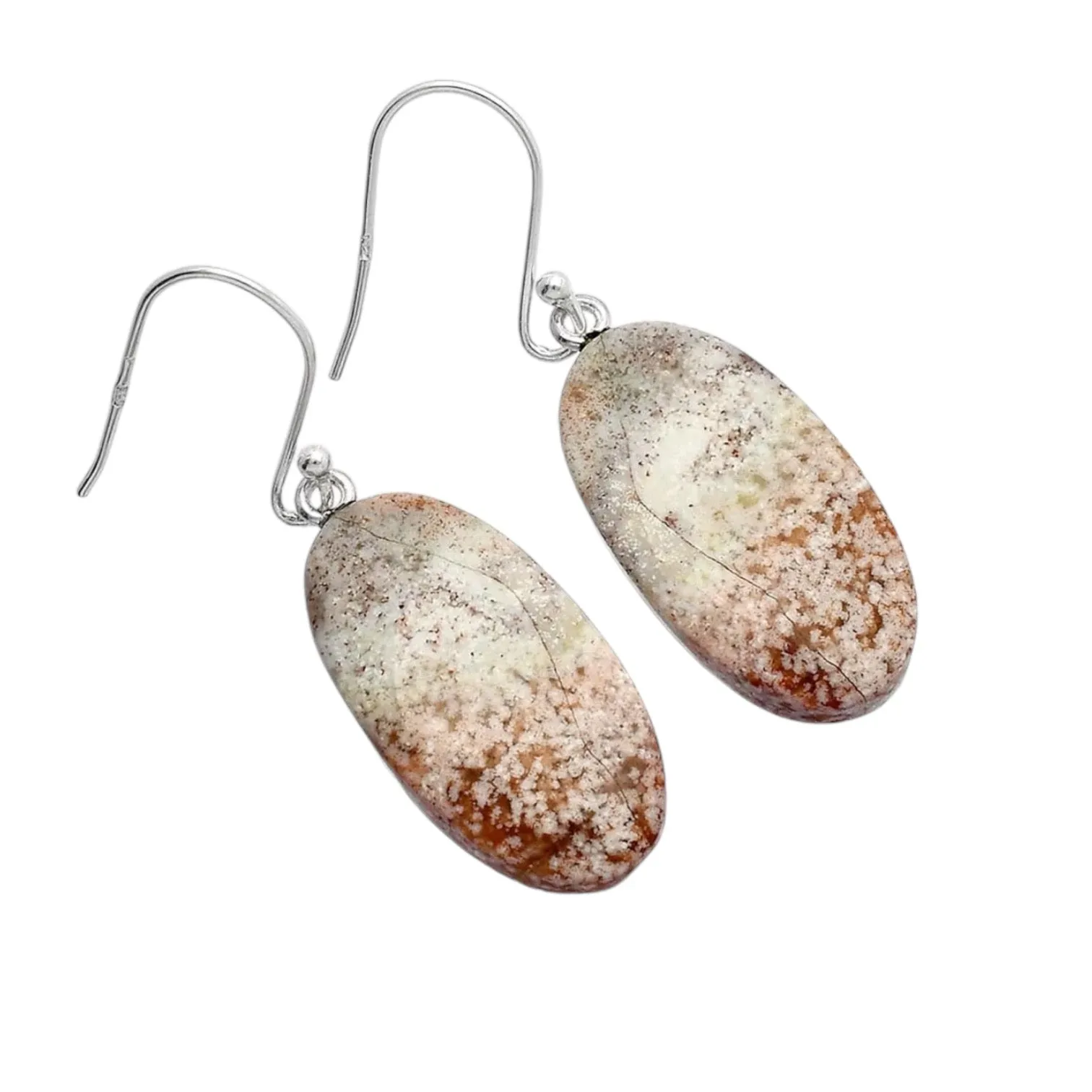 Red Moss Agate Solid 925 Sterling Silver Earrings