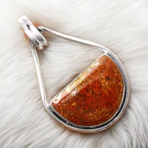 Red Moss Agate Solid 925 Sterling Silver Pendant