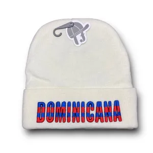 Republica Dominicana Beanie Hat White - Insulated with Embroidered Country Name