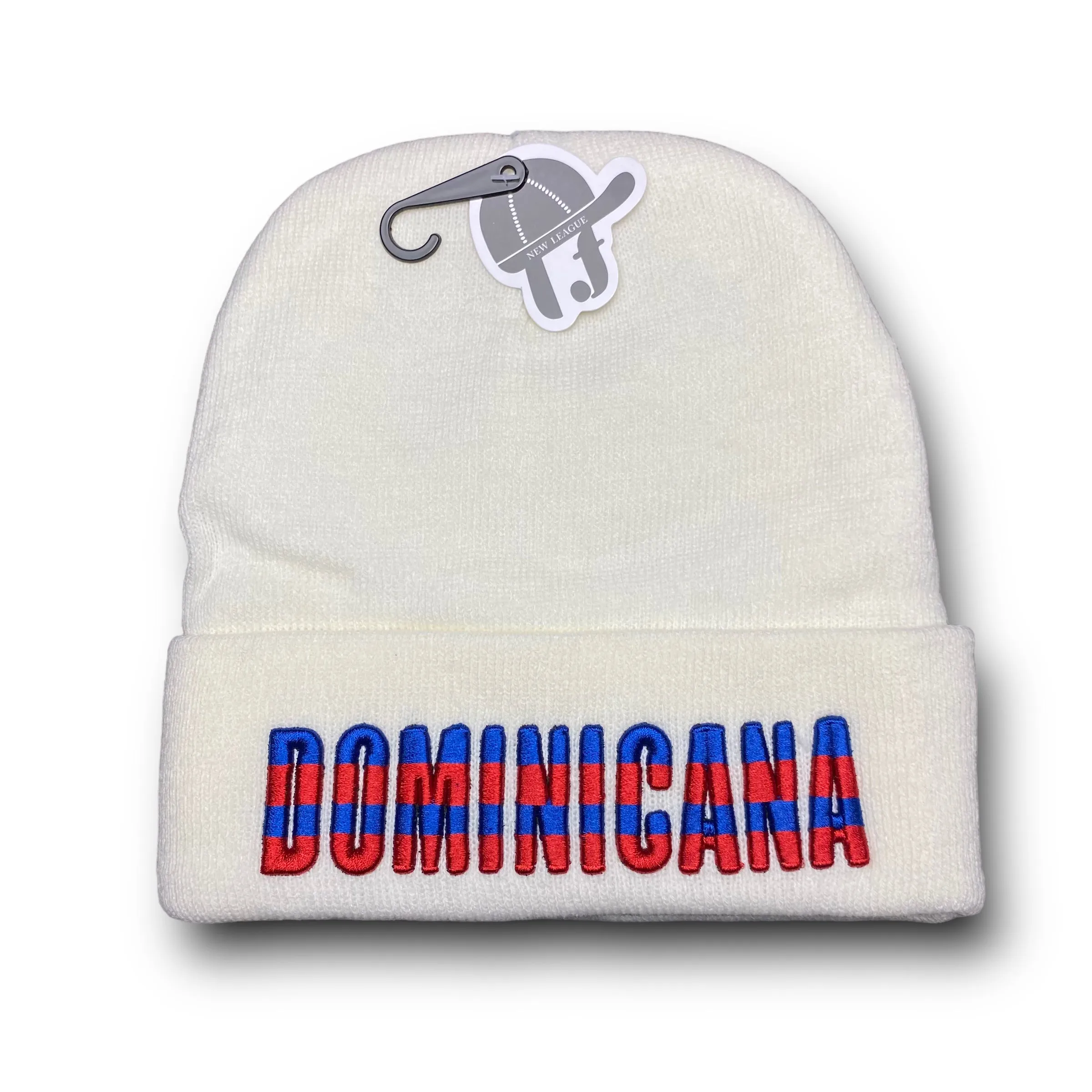 Republica Dominicana Beanie Hat White - Insulated with Embroidered Country Name