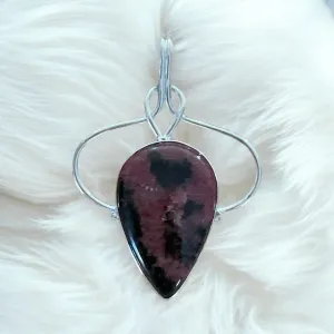 Rhodonite Solid 925 Sterling Silver Pendant