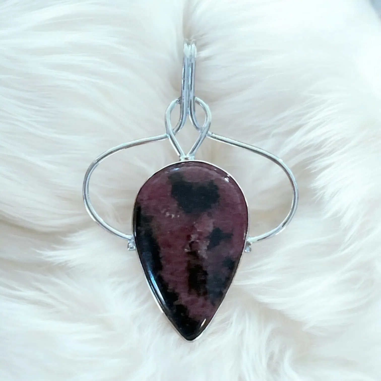 Rhodonite Solid 925 Sterling Silver Pendant