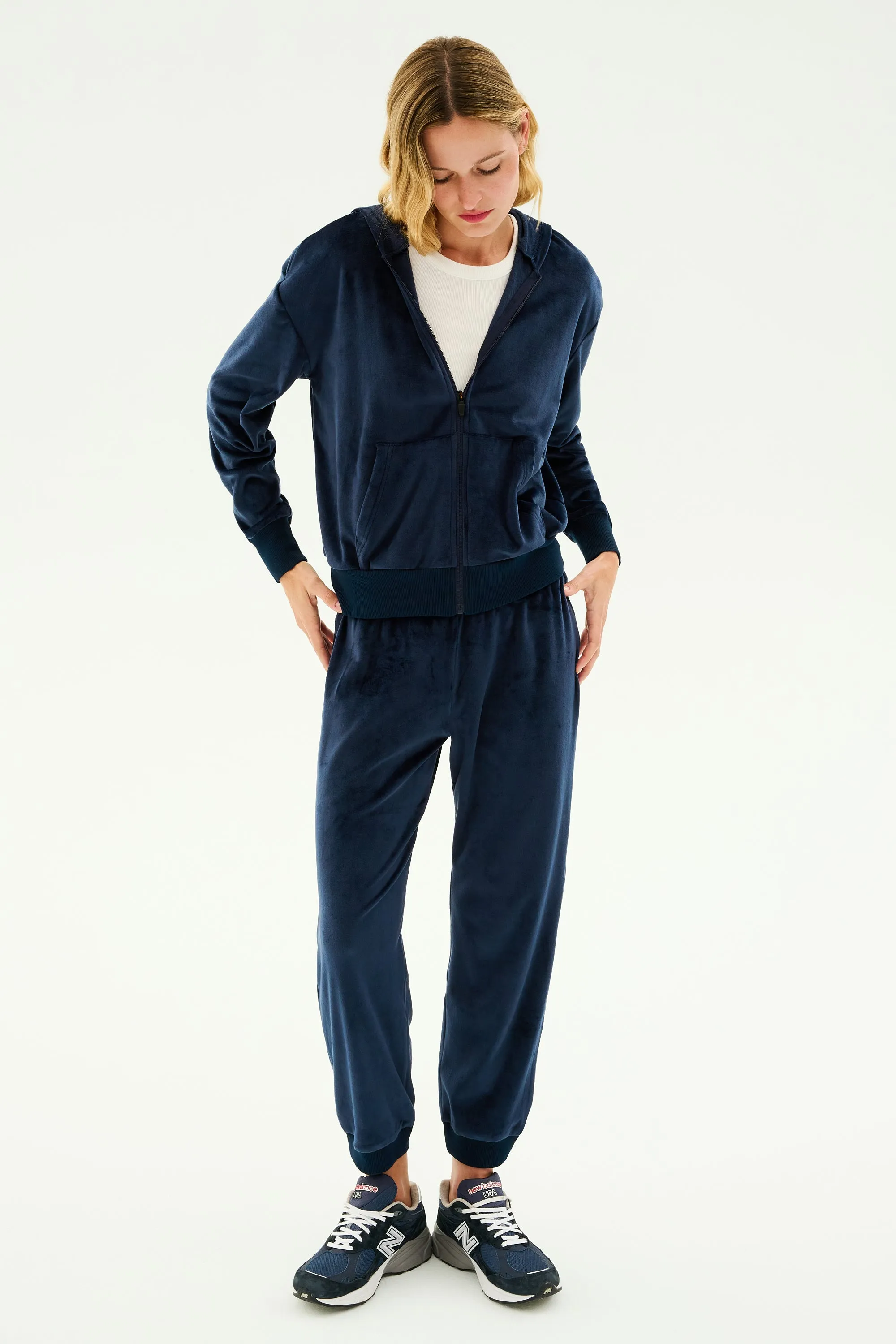 Rhys Velour Jogger - Indigo