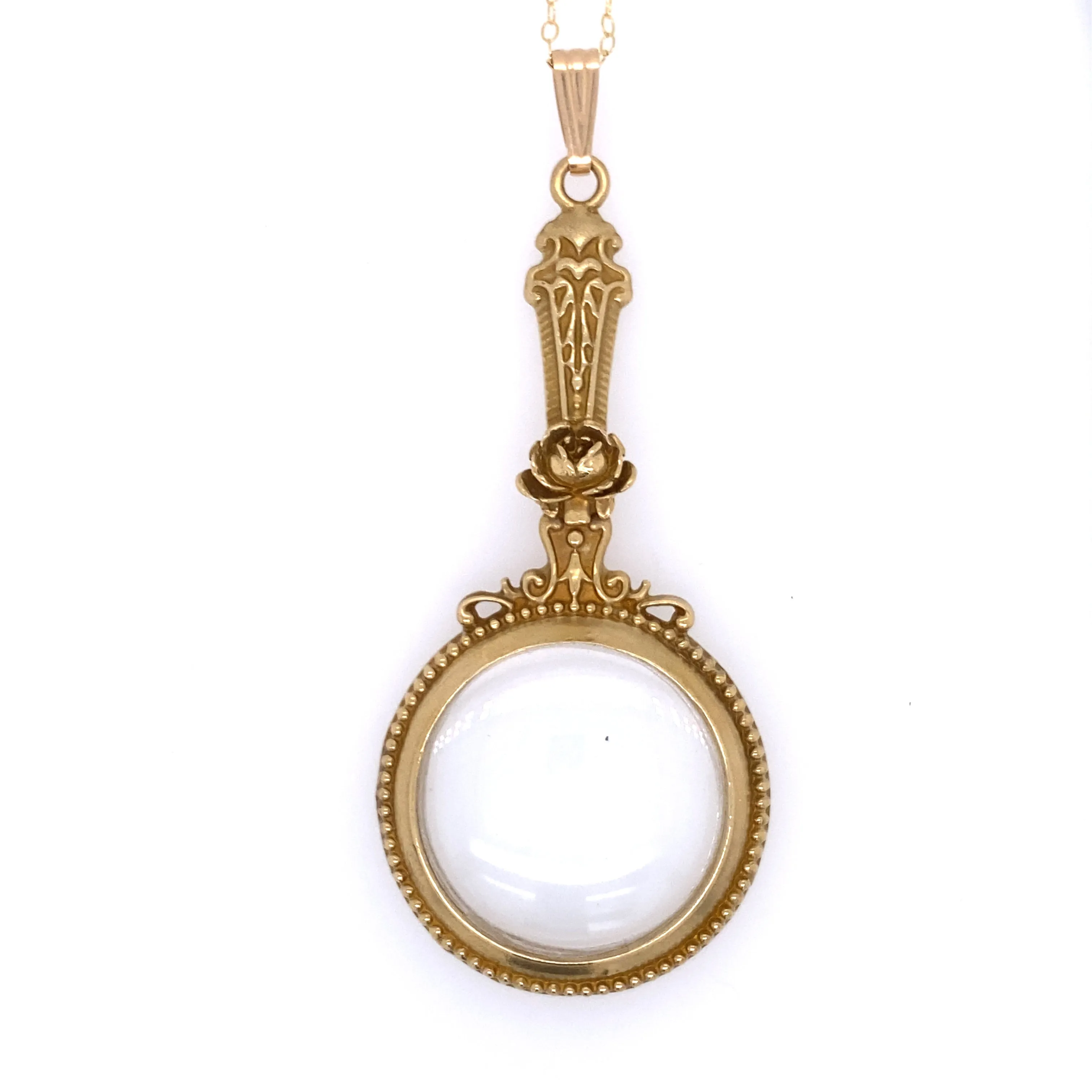 Rose Magnifying Glass Pendant Necklace