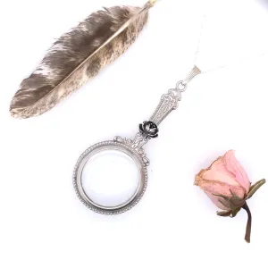 Rose Magnifying Glass Pendant Necklace