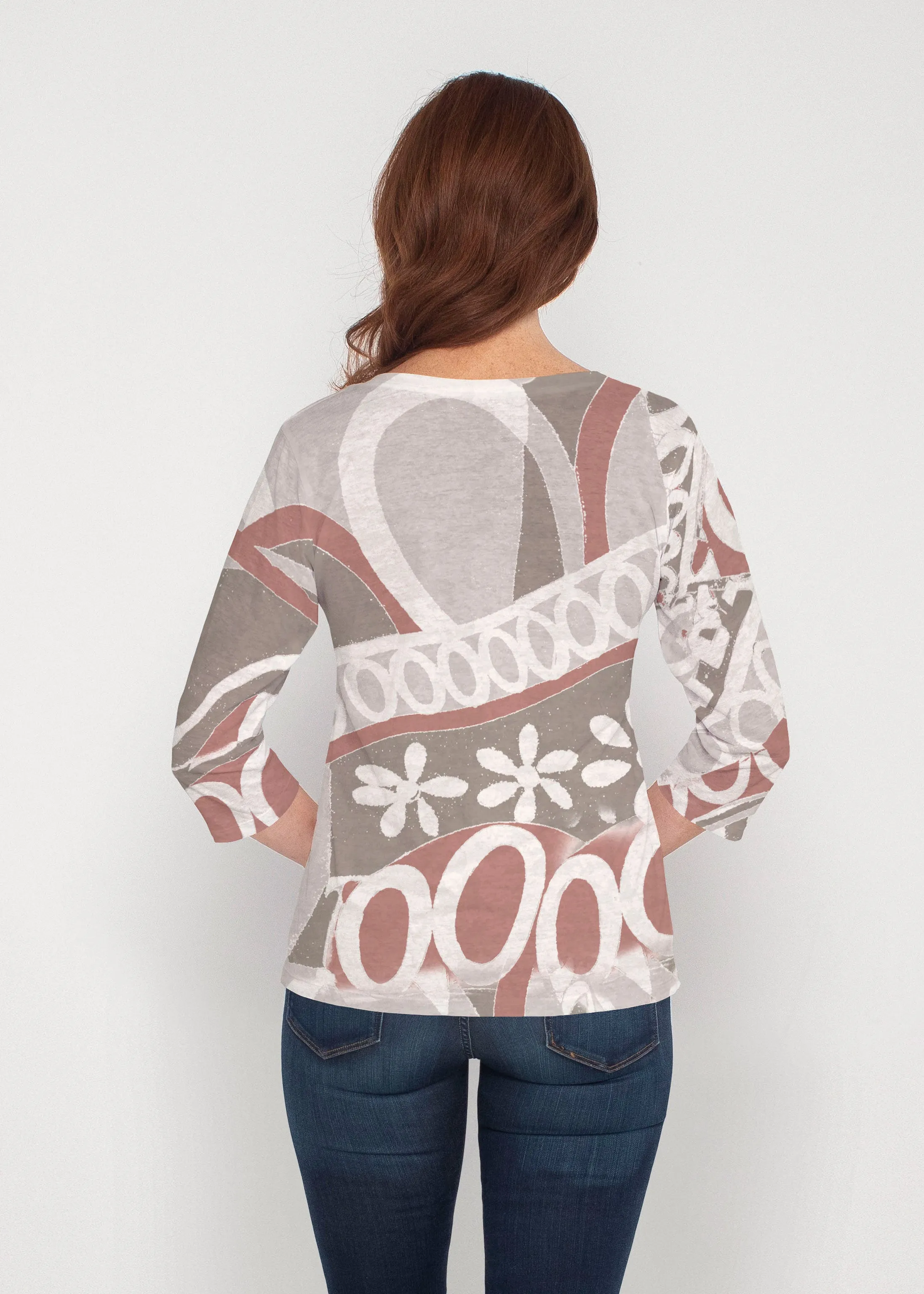 Rusty O"S (8162) ~ Signature 3/4 Sleeve V-Neck Top