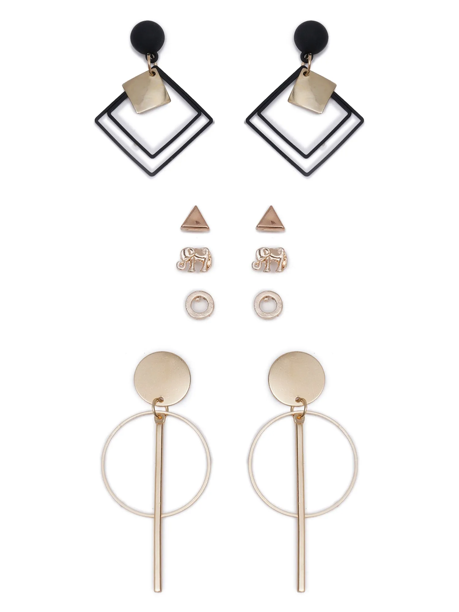 Set of 5 Gold Plated Earrings for Women