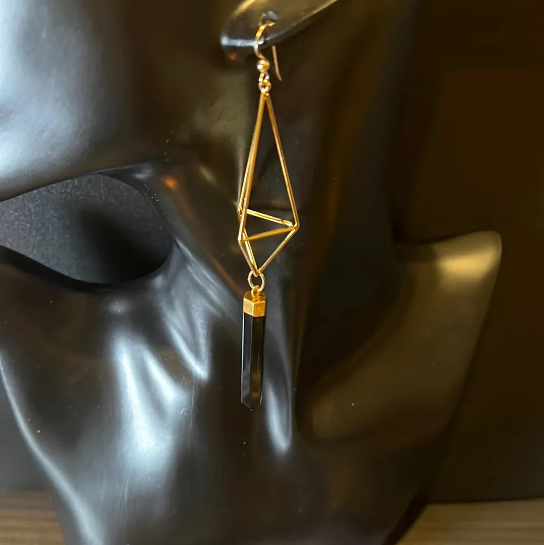 Sheila B. Black Onyx Icosahedron Earrings