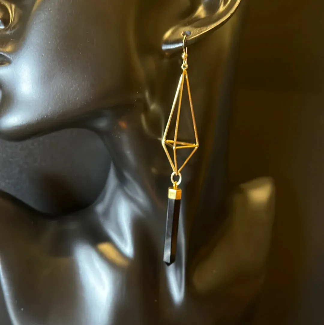 Sheila B. Black Onyx Icosahedron Earrings
