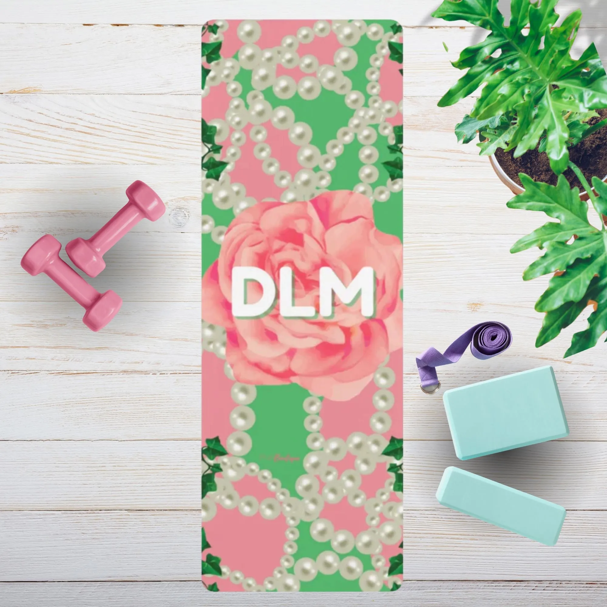 Signature 2 Pink & Green Personalized Rubber Yoga Mat