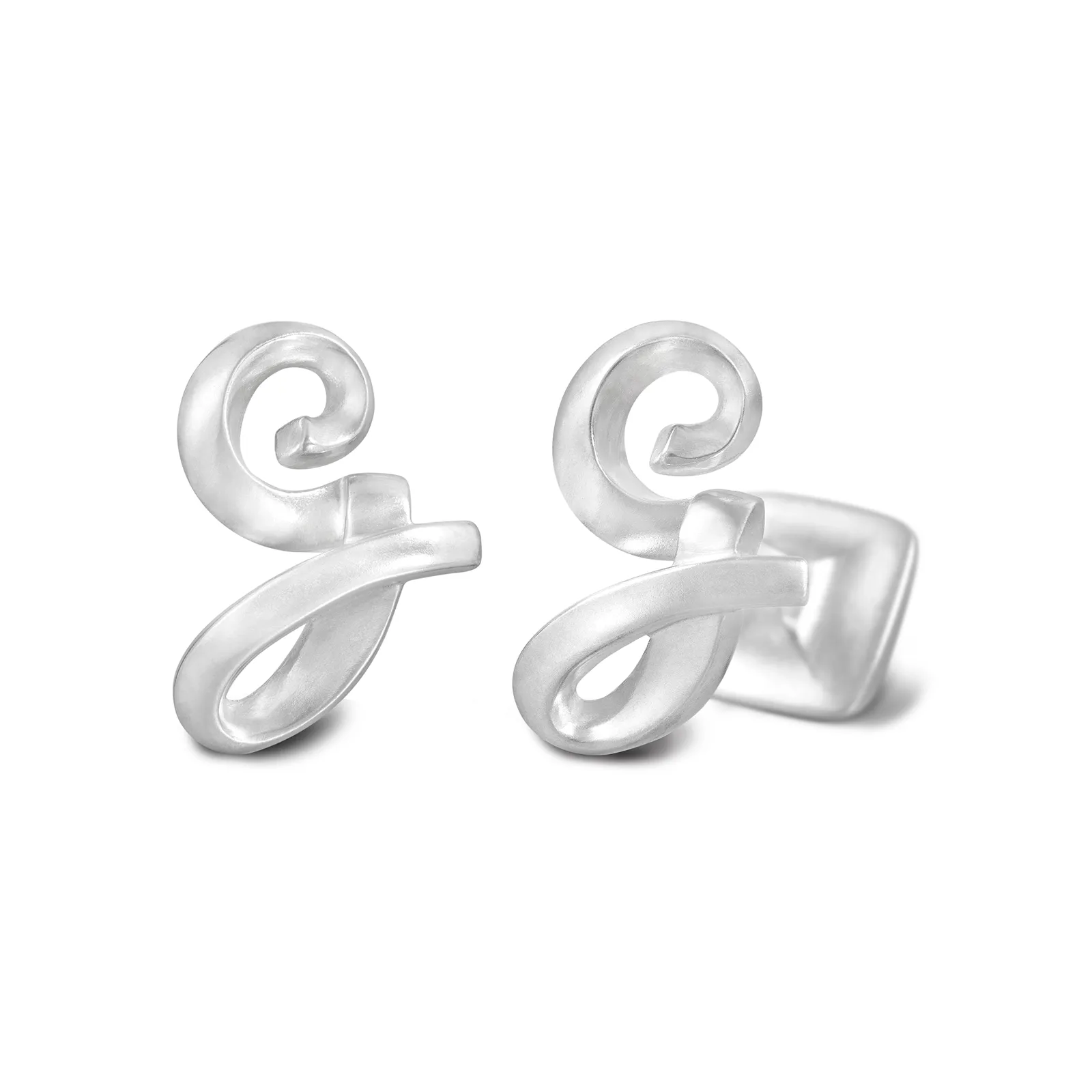 Signature Sterling Silver Cuff Link in Mist Finish (Letter G)