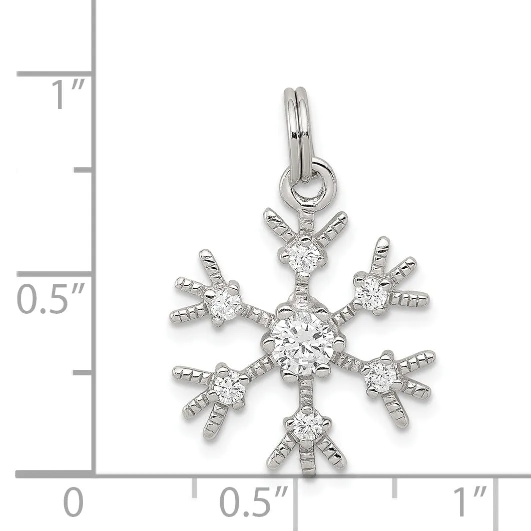 Silver Clear Cubic Zirconia Snowflake Pendant