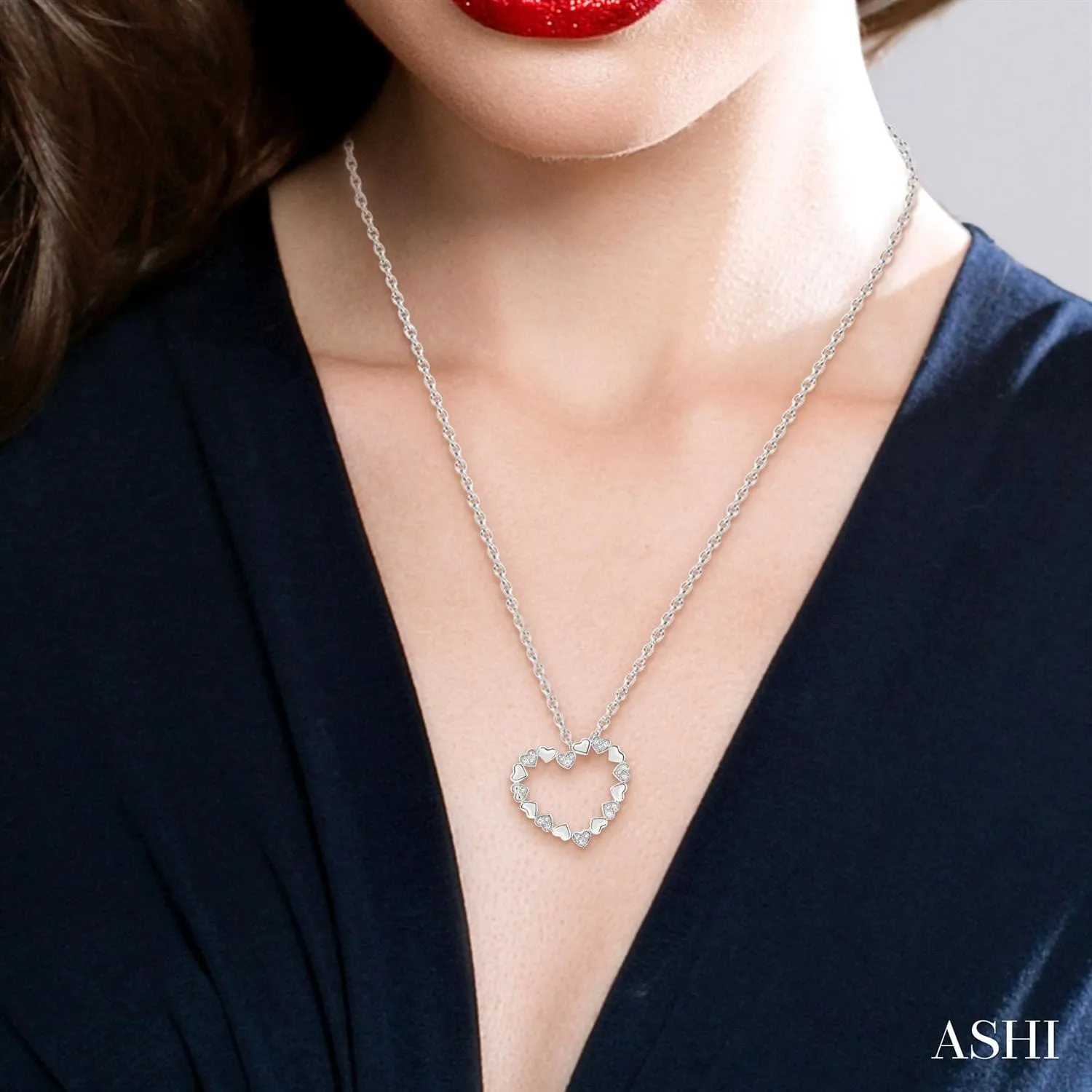 Silver Heart Shape Diamond Pendant