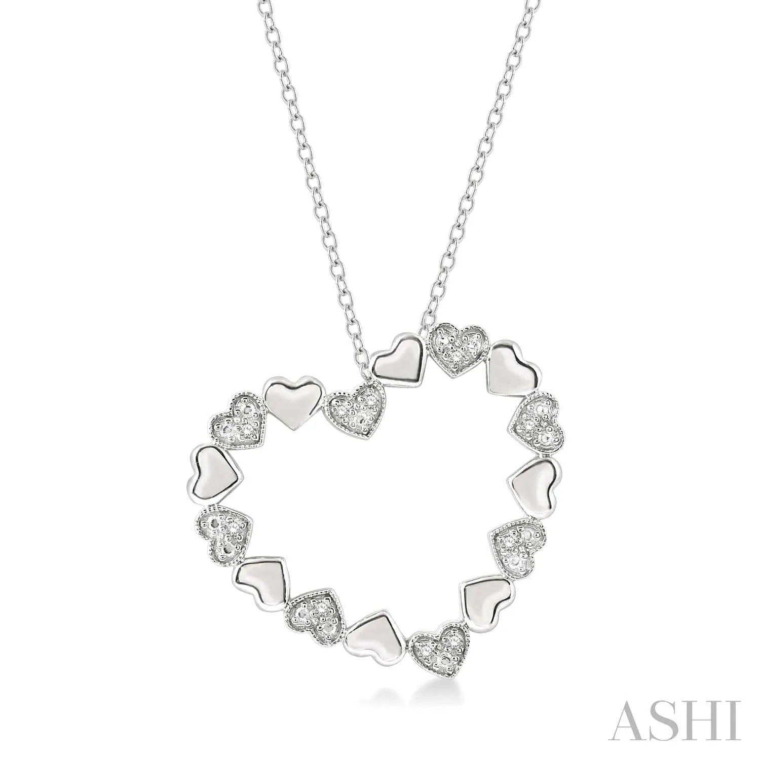 Silver Heart Shape Diamond Pendant