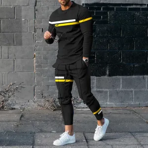 Simple Line Classic Long-Sleeved T-Shirt Two-Piece Set