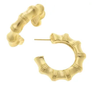 Small Handcast Gold Bamboo Hoop Earrings